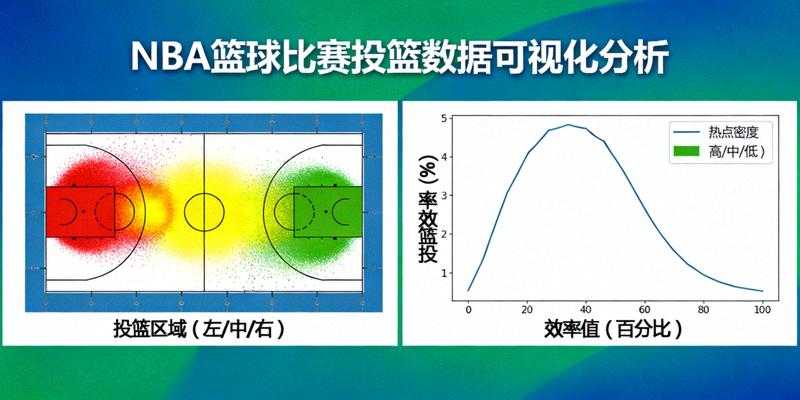 NBA篮球比赛数据可视化分析图 - 显示投篮热点与效率曲线